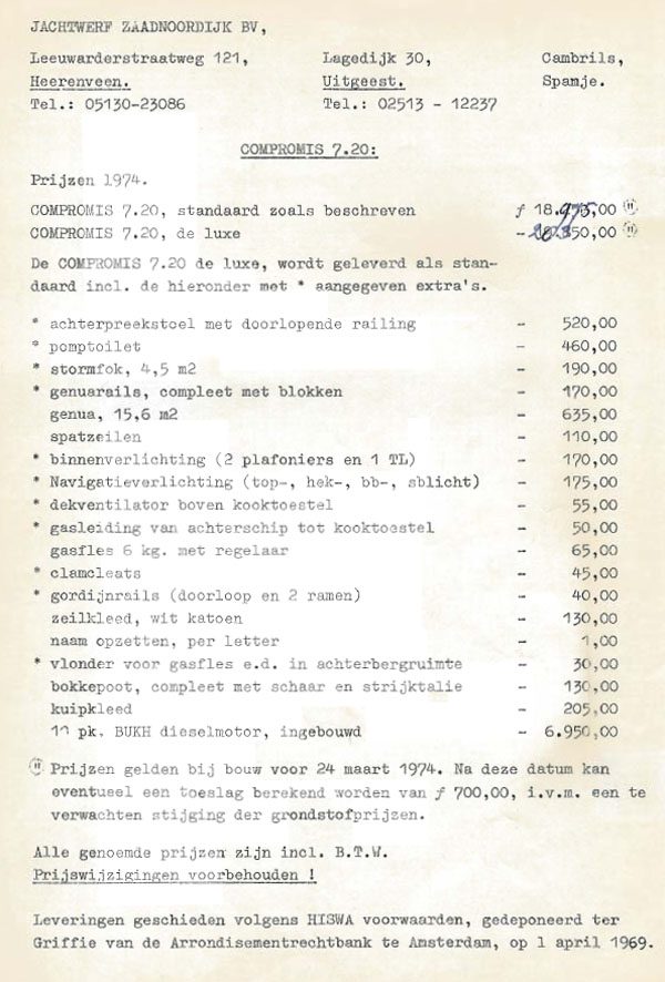 Pricelist Compromis 720 1974
